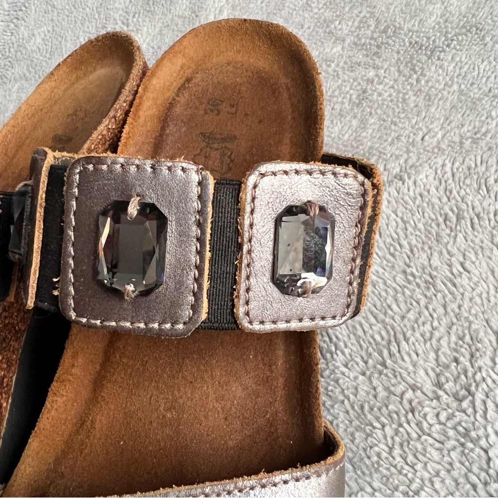 Naot  Michele Rhinestone Jewel Bejeweled Strappy Cork Comfort Sandal Silver Gray - Picture 12 of 15